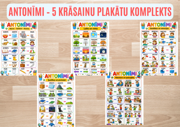 ANTONĪMI – 5 krāsainu plakātu komplekts ANTONĪMI – 5 krāsainu plakātu komplekts