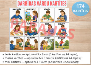 Darbībs vārdu kartītes (174 kartītes)