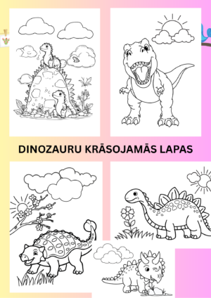 Dinozauru krāsojamās lapas