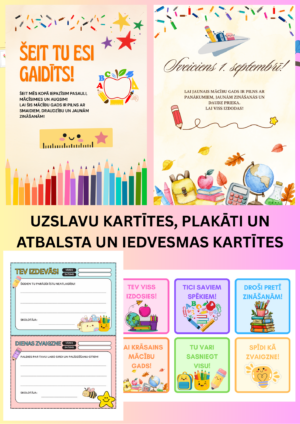 Uzslavu kartītes, plakāti un atbalsta un iedvesmas kartītes