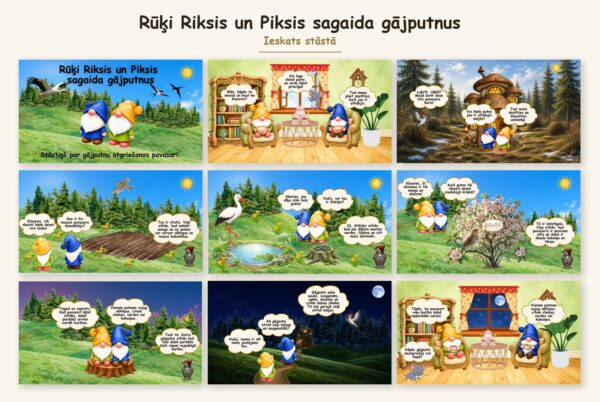 Rūķi Riksis un Piksis sagaida gājputnus Rūķi Riksis un Piksis sagaida gājputnus