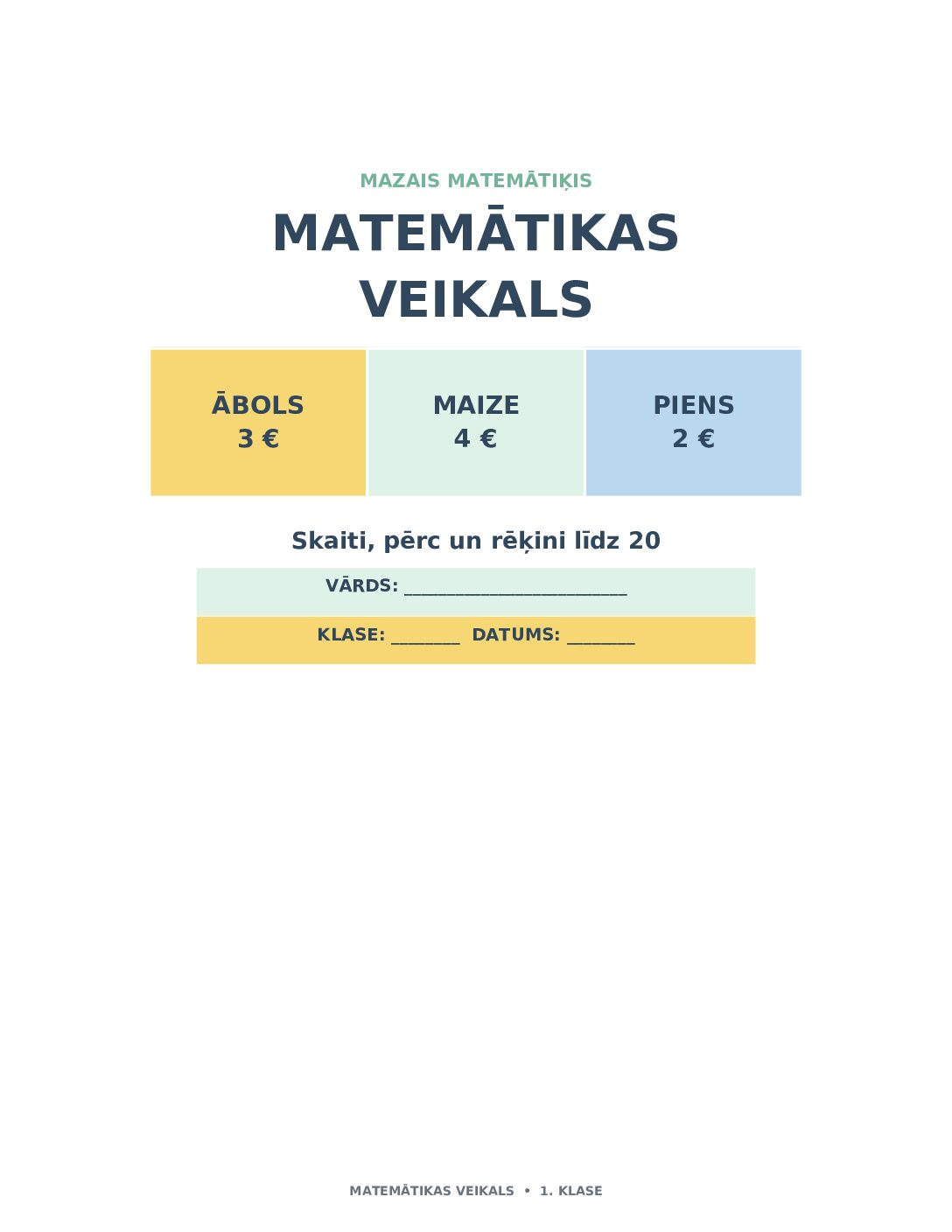 Matemātikas veikals – skaiti, pērc un rēķini līdz 20