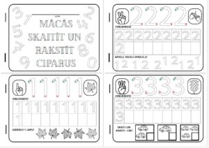Mācies skaitīt un rakstīt ciparus 0-9 Mācies skaitīt un rakstīt ciparus 0-9