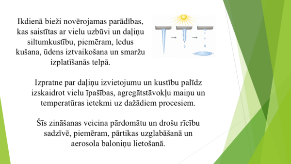 9.1.1. Vielas uzbūve un daļiņu siltumkustība (prezentācija) 9.1.1. Vielas uzbūve un daļiņu siltumkustība (prezentācija)
