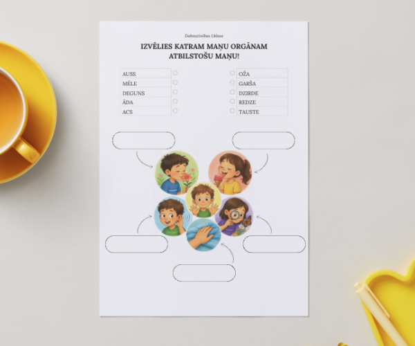 Darba lapa “Maņu orgāni un maņas” 1.1. Dabaszinības Darba lapa “Maņu orgāni un maņas” 1.1. Dabaszinības