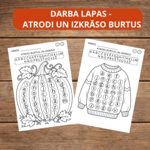 DARBA LAPAS – ATRODI UN IZKRĀSO BURTUS.