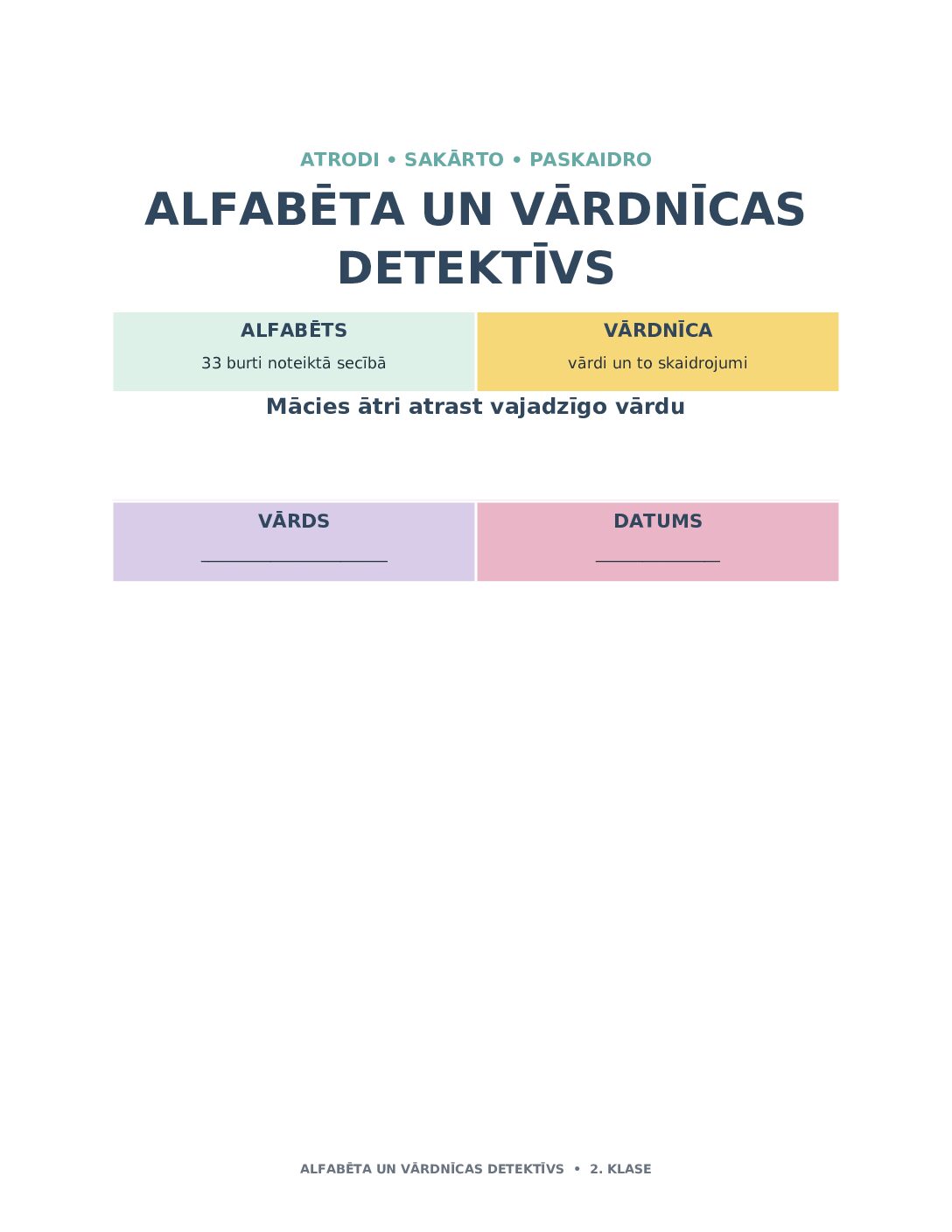 Alfabēta un vārdnīcas detektīvs