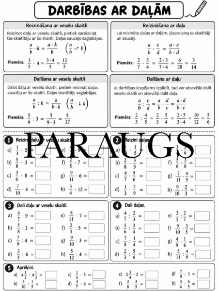 6.2.“Kā reizina un dala parastās daļas?” DL 6.2.“Kā reizina un dala parastās daļas?” DL
