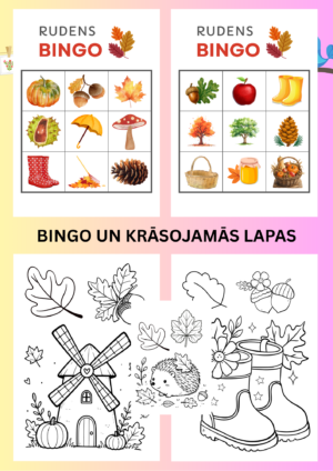 Rudens bingo un krāsojamās lapas