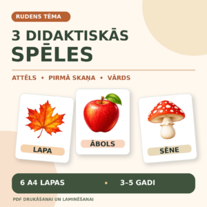 3 rudens didaktiskās spēles: attēls, pirmā skaņa un vārds (3