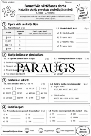 FV 5.kl.- NATURĀLO SKAITĻU PIERAKSTS DECIMĀLAJĀ SISTĒMĀ