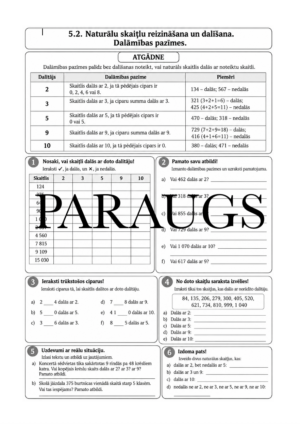Dalāmības pazīmes ar 2, 3, 5, 9 un 10 – atgādne un DL Dalāmības pazīmes ar 2, 3, 5, 9 un 10 – atgādne un DL