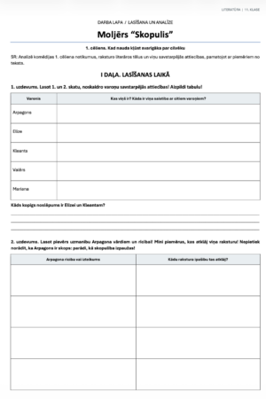 Materiāli par Moljēra komēdiju “Skopulis”