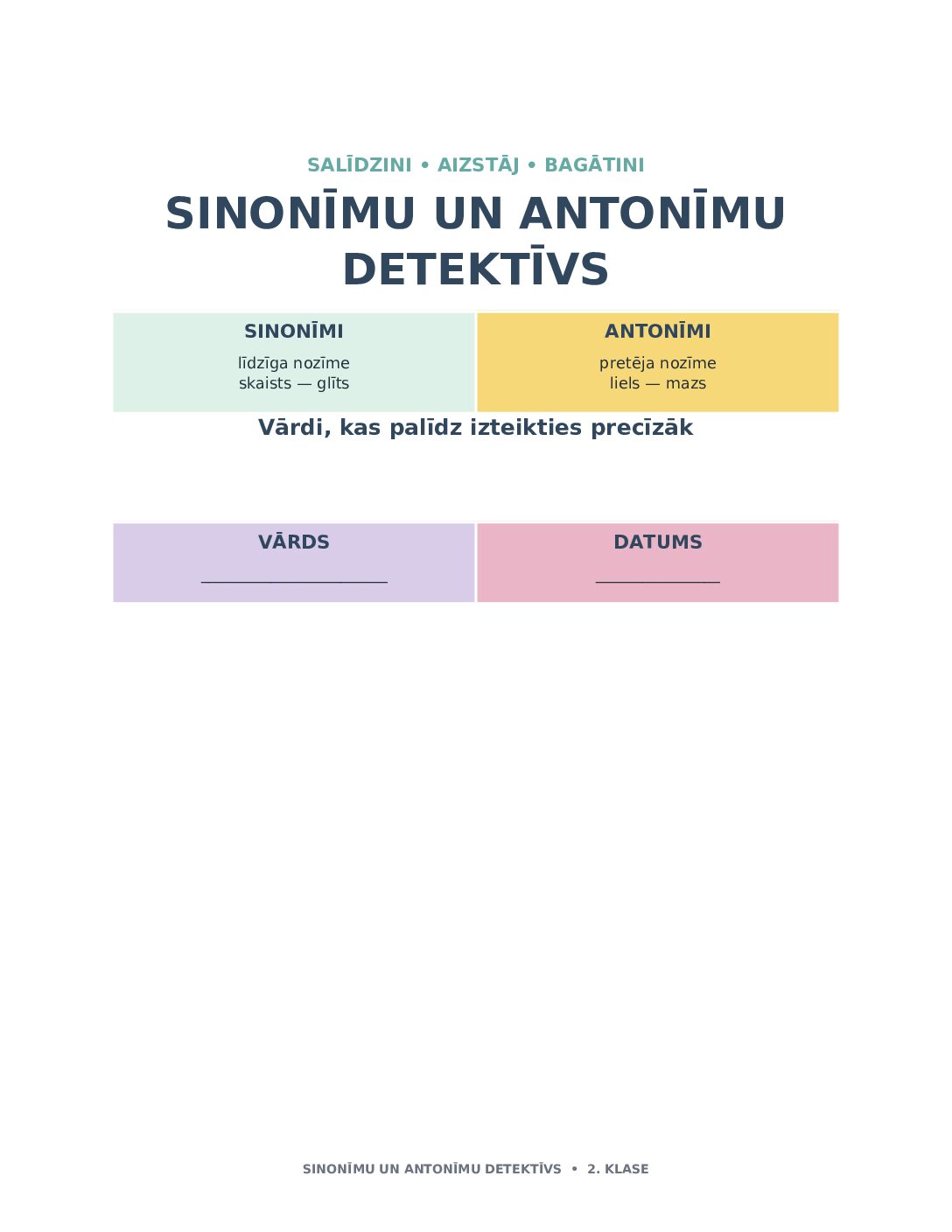 Sinonīmu un antonīmu detektīvs