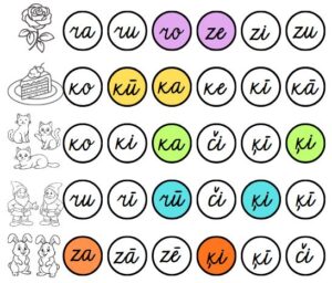 Izkrāso zilbes! (rakstītie burti) Izkrāso zilbes! (rakstītie burti)