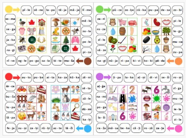 Bingo “Lasām pa zilbēm 2zilbīgus vārdus” (mazie burti) Bingo “Lasām pa zilbēm 2zilbīgus vārdus” (mazie burti)