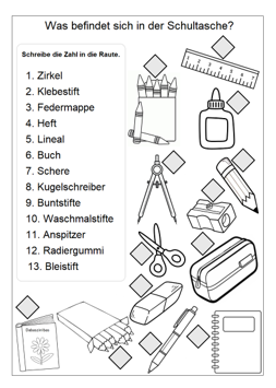 Was befindet sich in der Schultasche?