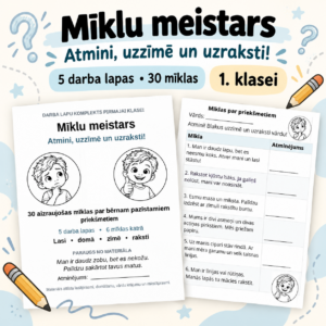 Atmini, uzzīmē un uzraksti! – 5 darba lapas _ 30 mīklas