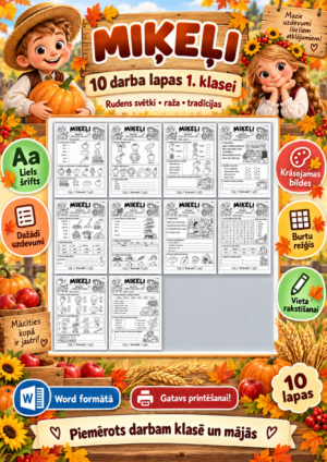Miķeļi un rudens – 10 darba lapas 1. klasei