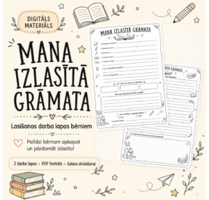 Mana izlasītā grāmata — lasīšanas darba lapas bērniem