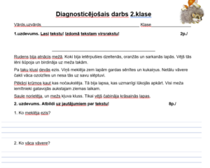 Diagnosticējošais darbs latviešu valodā 2.kl Diagnosticējošais darbs latviešu valodā 2.kl