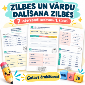Zilbes un vārdu dalīšana zilbēs -4 darba lapas