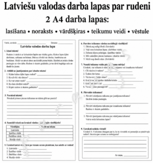 Latviešu valodas darba lapas par rudeni Latviešu valodas darba lapas par rudeni