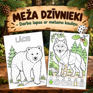 MEŽA DZĪVNIEKI – DARBA LAPAS AR METAMO KAULIŅU.
