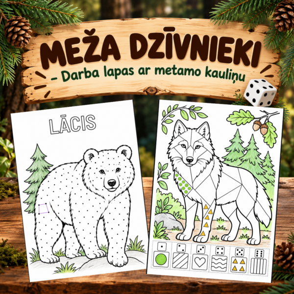 MEŽA DZĪVNIEKI – DARBA LAPAS AR METAMO KAULIŅU. MEŽA DZĪVNIEKI – DARBA LAPAS AR METAMO KAULIŅU.