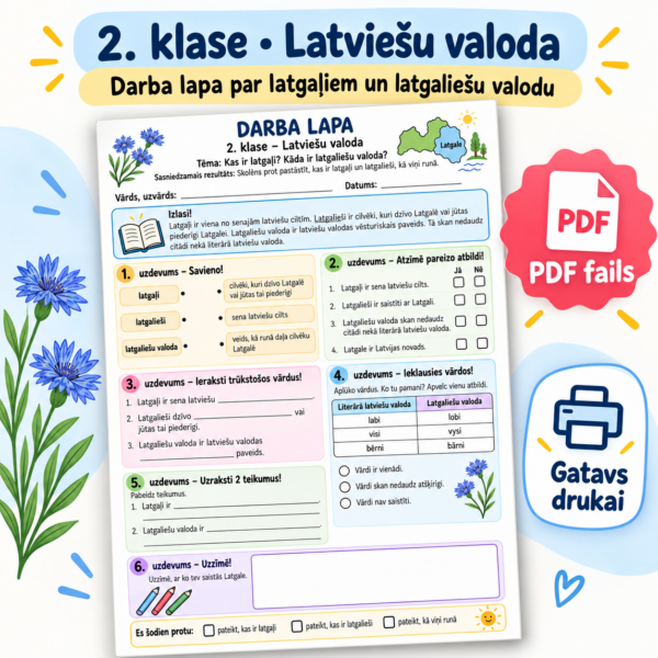 Latgaļi un latgaliešu valoda | Darba lapa 2. klasei | PDF Latgaļi un latgaliešu valoda | Darba lapa 2. klasei | PDF