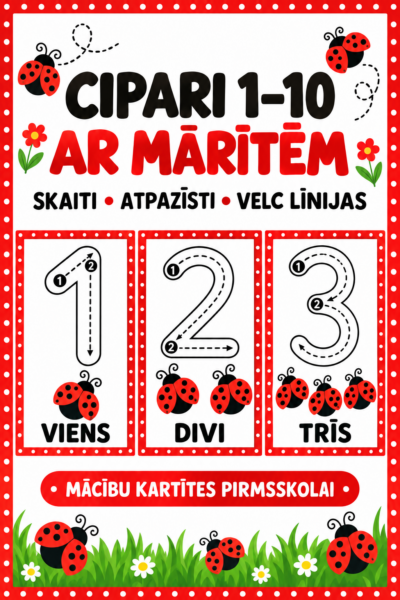 Cipari 1–10 ar mārītēm Cipari 1–10 ar mārītēm