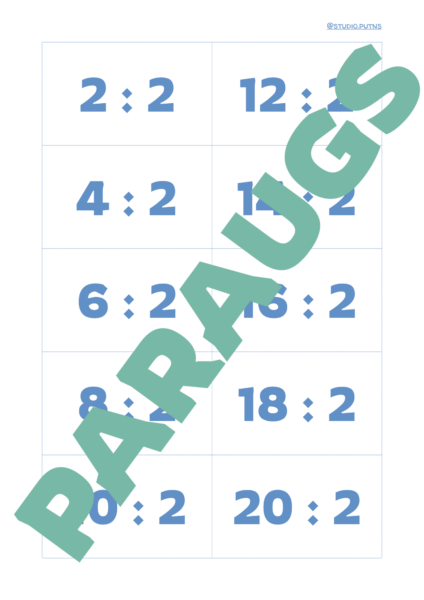 Dalīšanas tabula + izgriežamas kartītes Dalīšanas tabula + izgriežamas kartītes