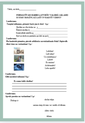1.1.Es esmu skolēns, kā lasīt un rakstīt vārdus?