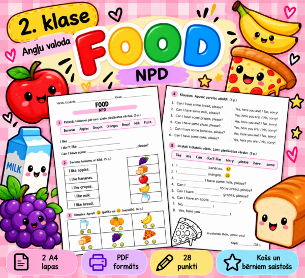 2. klases pārbaudes darbs angļu valodā “Food” 2. klases pārbaudes darbs angļu valodā “Food”
