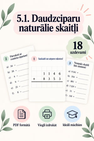 5.1. Daudzciparu naturālie skaitļi.