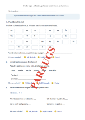 2.KLASE, LATVIEŠU VALODA – patskaņi un divskaņi, alfabēts.