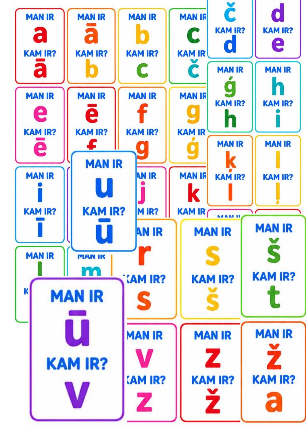 Spēle KAM IR? Ar mazajiem drukātajiem burtiem