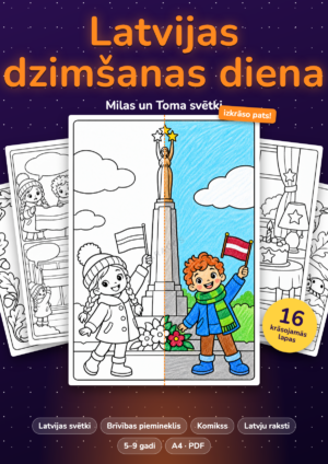 Latvijas dzimšanas diena — krāsojamās lapas 5–9 gadiem