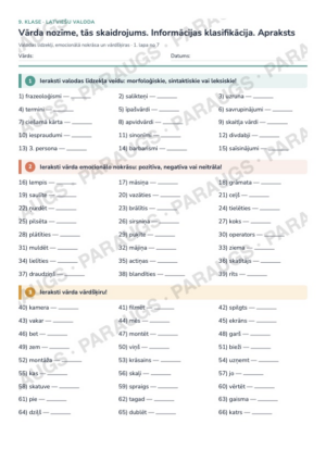 Vārda nozīme. Informācijas klasifikācija – 9. klase
