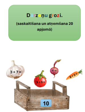 Dārzeņu grozi. Saskaitīšana un atņemšana 20 apjomā.