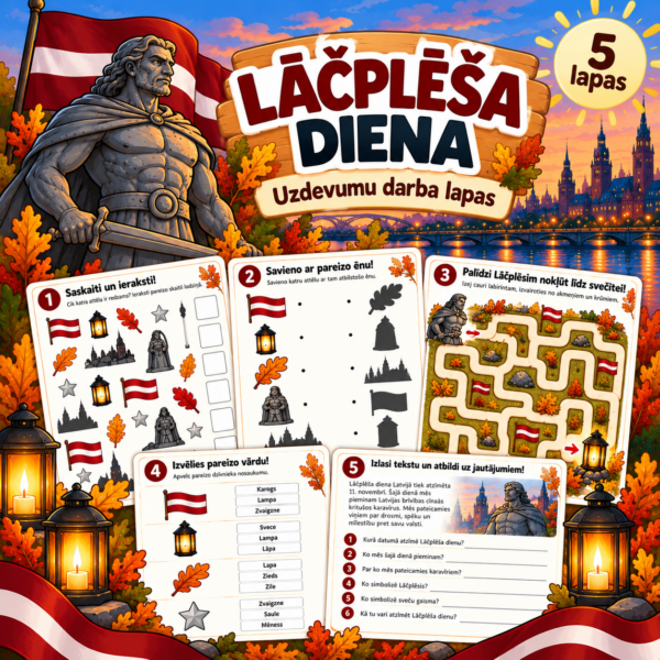 Lāčplēša diena – izglītojošas darba lapas sākumskolai | PDF Lāčplēša diena – izglītojošas darba lapas sākumskolai | PDF