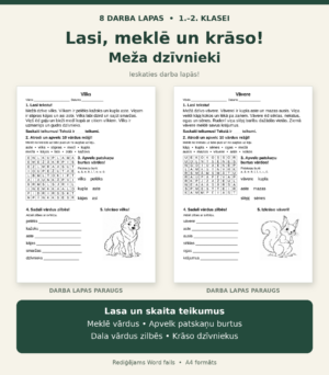 Lasi, meklē un krāso! Meža dzīvnieki_8 darba lapas