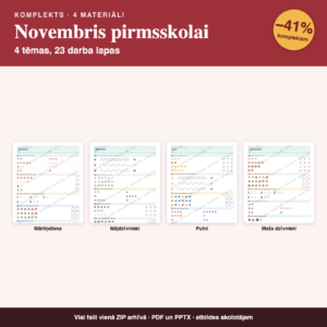 Novembris pirmsskolai — 4 tēmas, 23 darba lapas