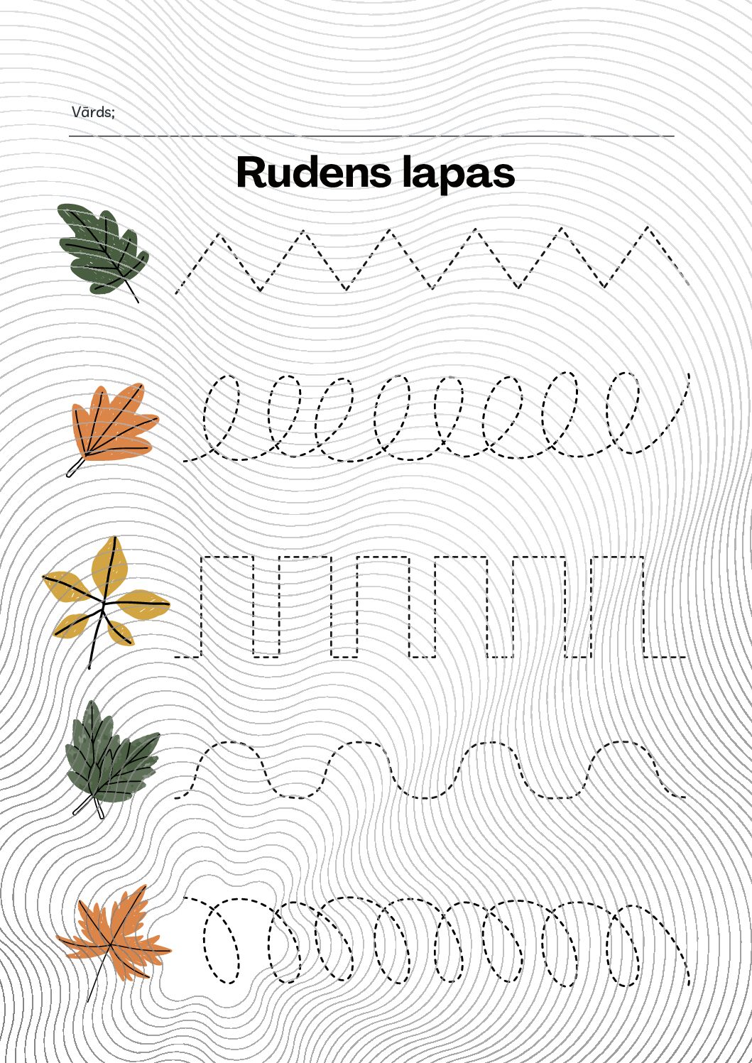 Rokas vingrinājums ar rudens lapām