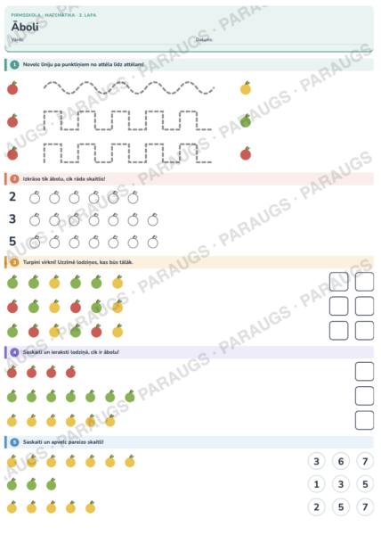 Āboli — 5 darba lapas pirmsskolai (matemātika, rudens) Āboli — 5 darba lapas pirmsskolai (matemātika, rudens)