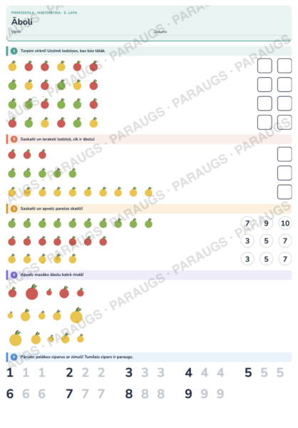 Āboli — 5 darba lapas pirmsskolai (matemātika, rudens) Āboli — 5 darba lapas pirmsskolai (matemātika, rudens)