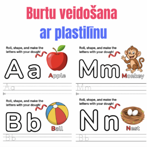 Burtu veidošanas un rakstīšanas darba lapas ar plastilīnu