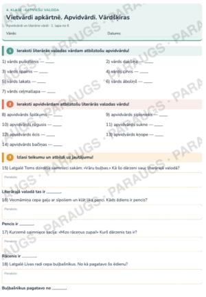 Vietvārdi apkārtnē. Apvidvārdi. Vārdšķiras — 4. klase Vietvārdi apkārtnē. Apvidvārdi. Vārdšķiras — 4. klase