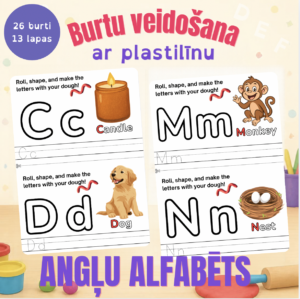 Burtu veidošanas un rakstīšanas darba lapas ar plastilīnu Burtu veidošanas un rakstīšanas darba lapas ar plastilīnu