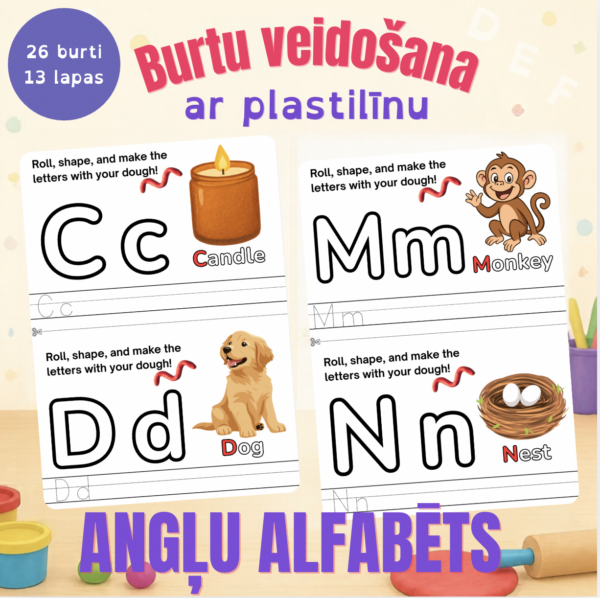Burtu veidošanas un rakstīšanas darba lapas ar plastilīnu Burtu veidošanas un rakstīšanas darba lapas ar plastilīnu